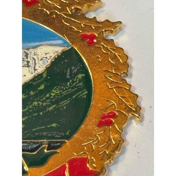 Colorado Christmas Ornament Solid Pewter Gold Finish Made In Canada Wreath Desig - Picture 5 of 8